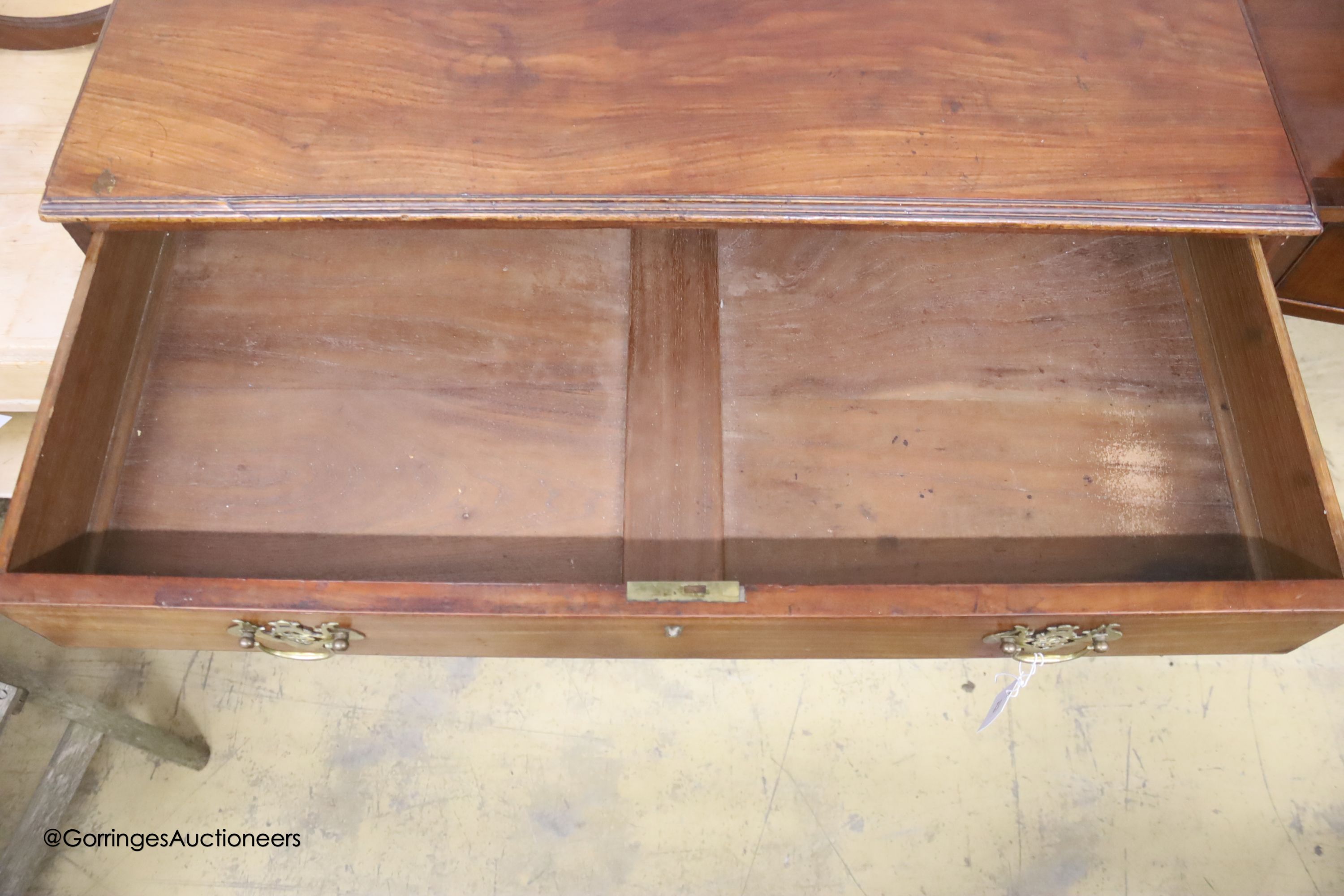 A 19th century mahogany chest of four long drawers, width 94cm, depth 54cm, height 93cm